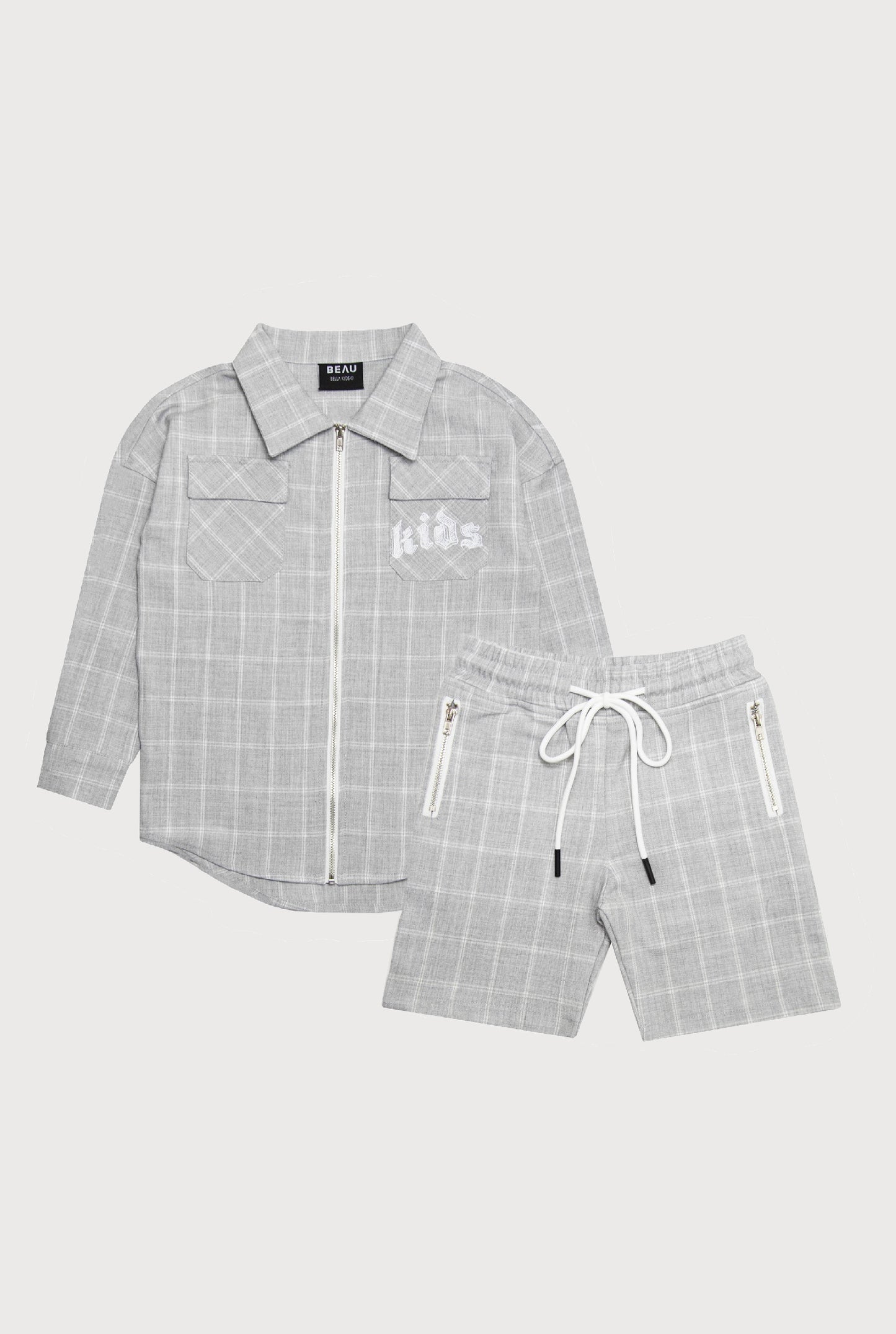 ZIP PLAID SHACKET SET