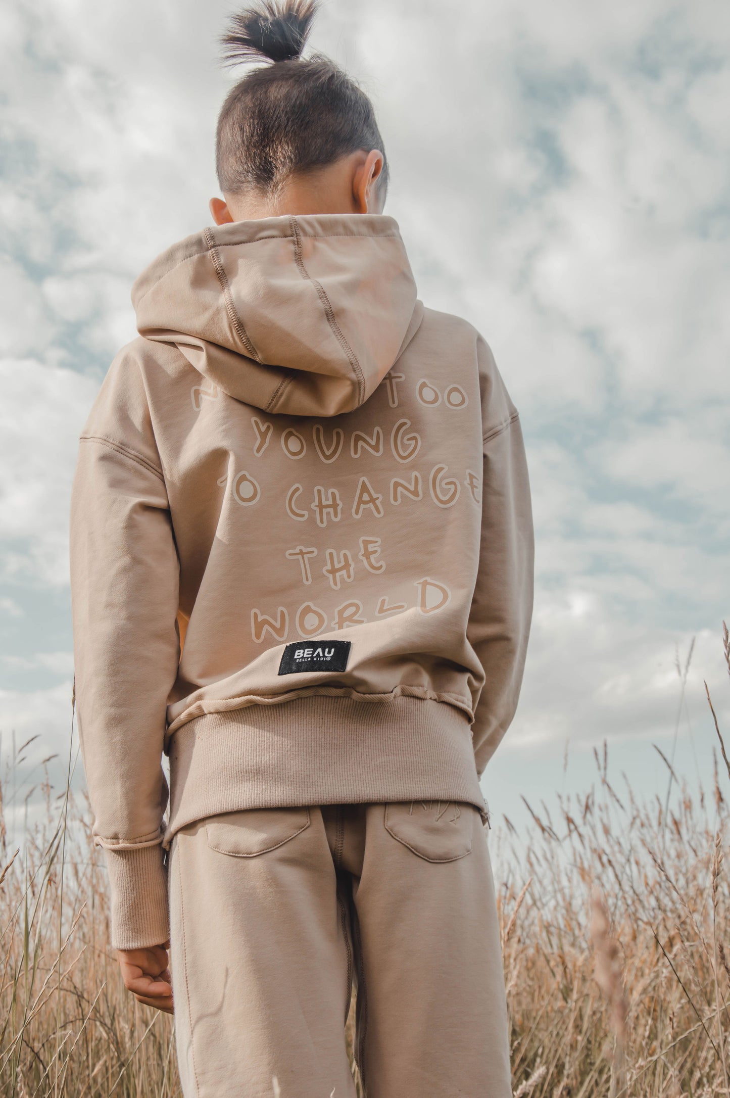CHANGE THE WORLD HOODIE - TAN
