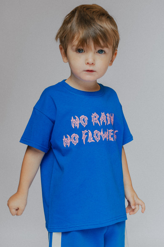 NO RAIN NO FLOWERS TEE - BLUE