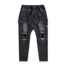 Load image into Gallery viewer, CARGO JEANS - ACID BLACK