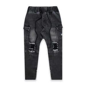 CARGO JEANS - ACID BLACK