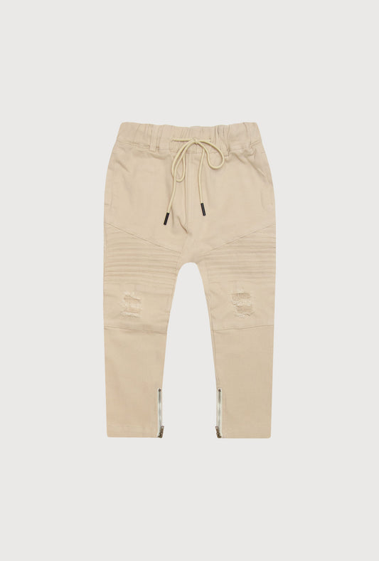 BIKER JEANS - BEIGE