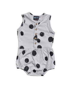 SPOTTY BUBBLE ROMPER - GREY