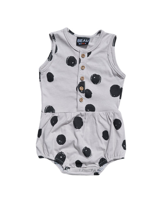 SPOTTY BUBBLE ROMPER - GREY