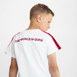 STRIPE SLEEVE TEE - WHITE