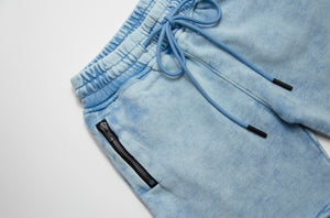 BASICS SHORTS - ACID WASH BLUE
