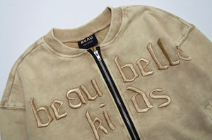SIGNATURE BOMBER JACKET - ACID WASH BEIGE