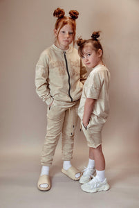 SIGNATURE BOMBER JACKET - ACID WASH BEIGE